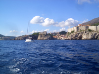 Sea side view of Dubrovnik and Lovrijenac fortress
